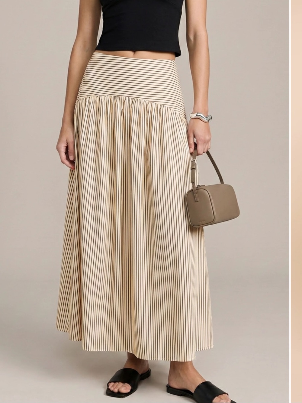 NWT CAARA Vashti Cream Stripe Staud Factory Few Moda Skirt 12